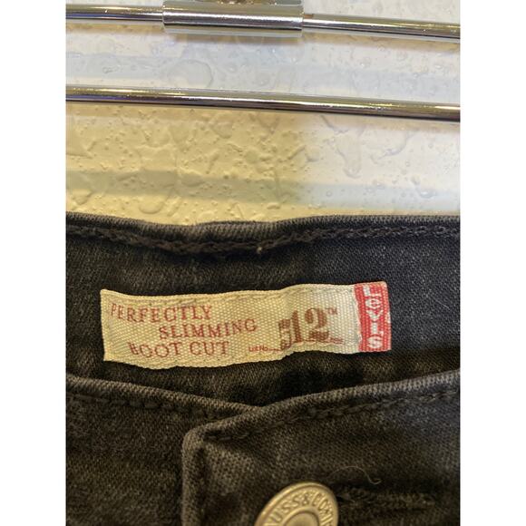 Levi’s Perfectly Slimming Bootcut 512 Sz 10M Distressed Cotton Stretchy Charcoal - Picture 6 of 16